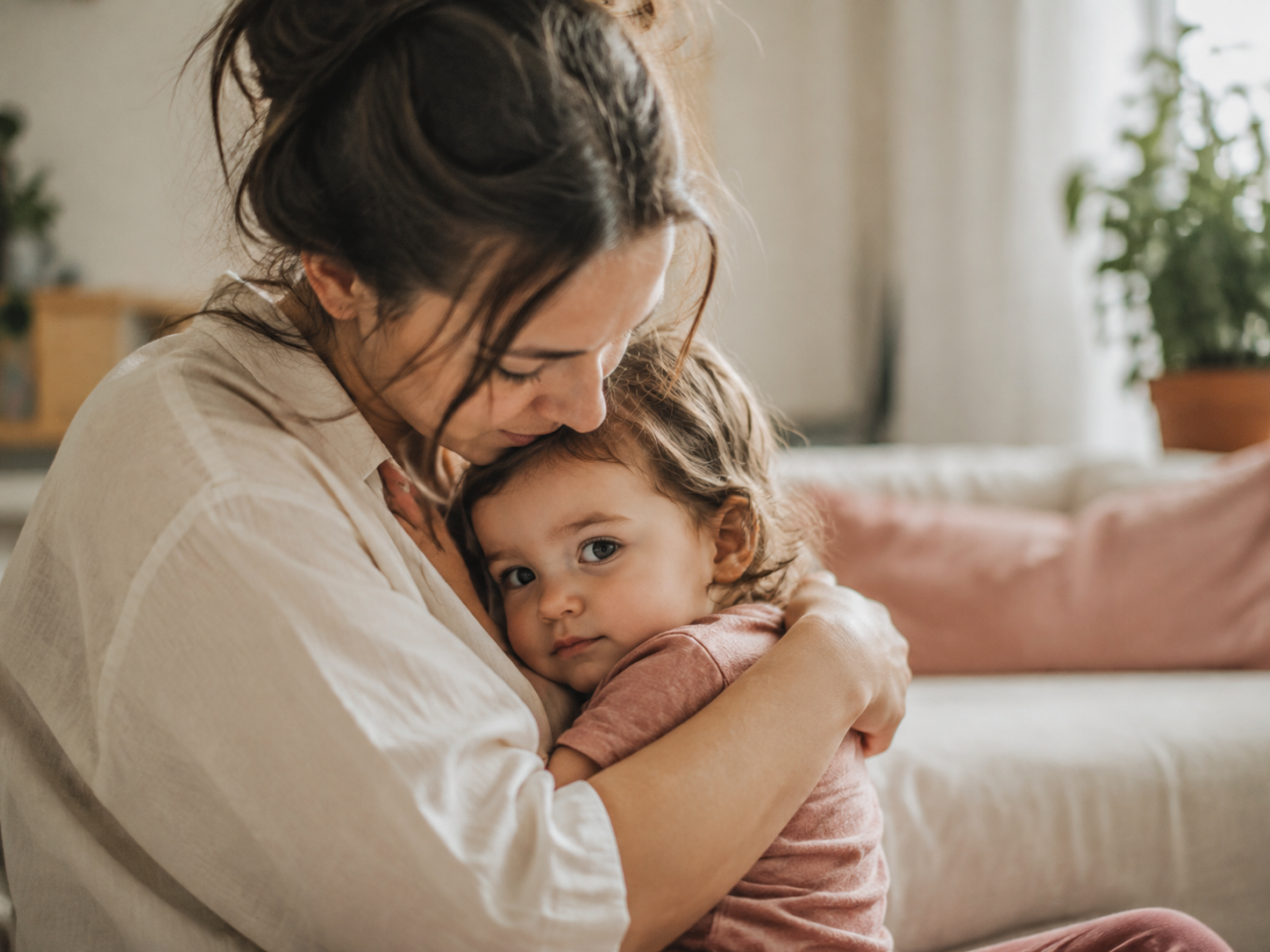 Madre che abbraccia il suo bambino